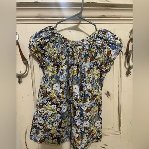 Blouse - Blue, White, Brown